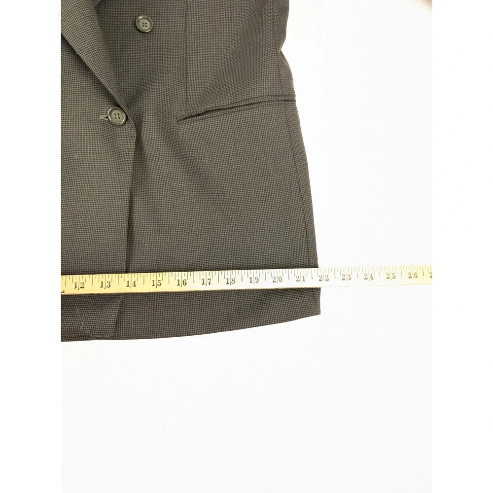 Lord & Taylor Mens 42R Double Breasted Blazer Pure Virgin Wool Grey Houndstooth